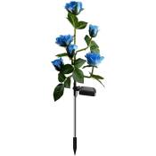 Solar Rose Pile Light, Rose Garden Decorative Lamp with 6 Flowers for Garden, Yard blue
