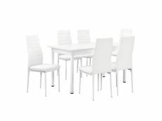 Table à manger blanc 140 cm + chaises 96 cm blanc