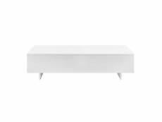 Table basse de salon panneau de particules mélaminé 115 cm blanc brillant helloshop26 03_0006137