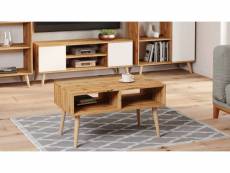 Table basse de salon, table porte-revues avec 2 étagères et pieds, style scandinave, 55x90h55 cm, couleur érable 8052773821186