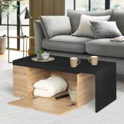 Table basse rotative bois et noir 360° lizzi extensible