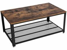 Table basse table de salon bout de canapé avec grand plateau pieds réglables protection du plancher armature métallique rigide montage facile style in