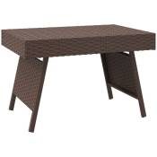 Table d'appoint pliable marron 60x40x38 cm résine tressée vidaXL - Marron