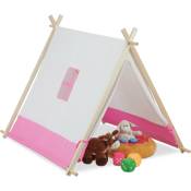Tente pour enfants, unisexe, pour intérieur et extérieur, HxLxP : env. 92x120x86 cm, blanc et rose - Relaxdays