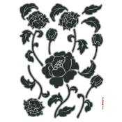 Tiffany, Sticker mural fleurs noires et grises - 50x70
