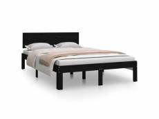 Vidaxl cadre de lit noir bois massif 120x190 cm petit double
