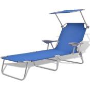 Vidaxl - Chaise longue avec auvent Acier Bleu