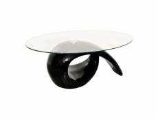 Vidaxl table basse avec dessus de table en verre ovale noir brillant 240432