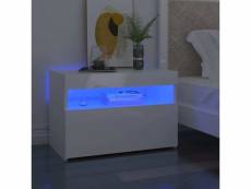 Vidaxl table de chevet avec lumières led blanc brillant 60x35x40 cm