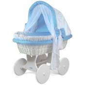 Waldin - Landau berceau/couffin bébé, complet, plusieurs modèles disponibles:Cadre/roues peintes en blanc, blanc bleu