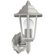 Applique d'extérieur lanterne argentée lampe de jardin lanterne en acier inoxydable, plastique transparent, douille 1x E27, LxHxP 17,5x34x20,5 cm