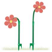Arroseur de jardin, set 2, fleur d'arrosage, jeu d'eau pour enfants, avec piquet terre, rouge-vert - Relaxdays