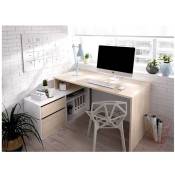 Befara - table de bureau en l otto - Blanc / Naturel