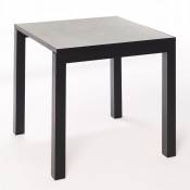 Box Furniture - Table ceramique Luxury White Almond 75x75x75cm Noir, adaptée pour intérieur et exteriéur, surface porcelanique et structure en acier