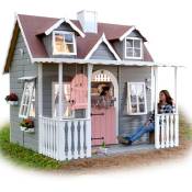 Cabane en bois pour enfant avec lit superposé et porche