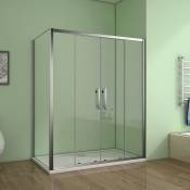Cabine de douche 150x100x190cm porte de douche à l'accès au centre + paroi latérale