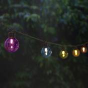 Cémonjardin - Guirlande lumineuse solaire 20 ampoules rondes couleur