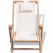 Chaise d'extérieur en bambou - Blanc - 62 x 86 x (71-91) cm