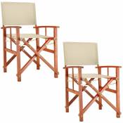 Chaise de jardin Cannes Bois d'eucalyptus certifié fsc® Pliable Chaise de régie pliante en bois Jardin Chaise de metteur en scène 2x Crème - Casaria