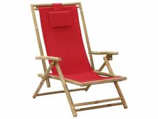 Chaise de relaxation inclinable rouge bambou et tissu