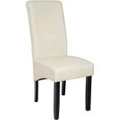 Chaise de Salle à Manger blanche crème aspect simili cuir avec pieds en bois résistants - Crème