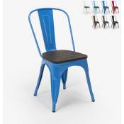 Chaise industrielle en bois et acier style Lix pour cuisine et bar steel wood Couleur: Bleu