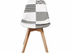 Chaise scandinave leoben patchwork blanc noir - assise
