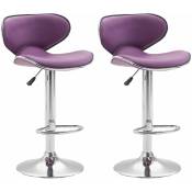 Décoshop26 - Tabouret de bar chaise de bar x2 hauteur réglable avec repose pieds en synthétique violet et métal