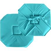 Enjoy Home - Galette à rabats polyester chaby 40 x 40 cm coloris turquoise