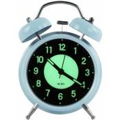 Ensoleille - Veilleuse rétro réveil matin calme quartz réveil de chevet, horloge analogique de voyage réveil alimenté par batterie anti-tic double