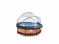 Exit piscine couverte wood ø244x76cm avec pompe filtrante