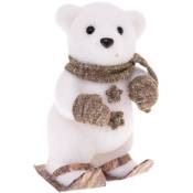 Fééric Lights And Christmas - Déco de Noël Ourson sur Ski avec gants et écharpe h 23 cm - Feeric Christmas - Blanc / marron