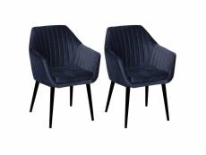 Heta - lot de 2 fauteuils bleu nuit piètement noir