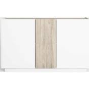 Homifab - Buffet 3 portes blanc et effet bois 130 cm - Josie - White