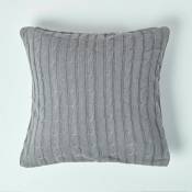 Housse de coussin tricot Gris, 45 x 45 cm - Gris - Homescapes