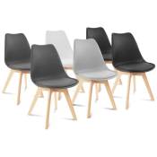 Idmarket - Lot de 6 chaises scandinaves sara - Mix color - Gris clair - Blanc - Gris foncé x2 - Noir x2 - Multicolore - Multicolore