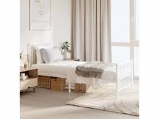 Lit double avec tête de lit pour adulte moderne - cadre de lit - et pied de lit blanc acier