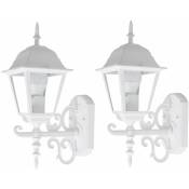 Lot de 2 lanternes d'extérieur murales en verre façades en aluminium style maison de campagne lumières blanches spots de terrasse E27