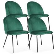 Lot de 4 chaises en velours vert foncé