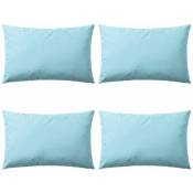 Lot de 4 coussins oreiller pour extérieur décoration jardin 60 x 40 cm bleu clair