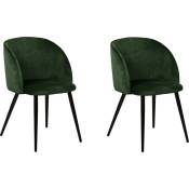 Lot de deux chaises de salle à manger de style vintage avec assise et dossier en velours vert bouteille Modèle Daroca