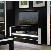 Meuble tv LINA noir et blanc laqué + LED