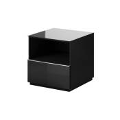 Meublorama - Petit Meuble tv ou meuble d'appoint 50cm collection zante avec 1 tiroir et une niche avec led. Couleur noir brillant pailleté - Noir