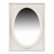 Miroir Ancien Oval Vertical Bois Cerusé Blanc 55.5x3.5x72.5cm - Blanc