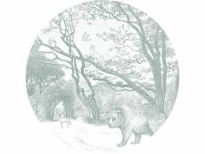 Papier peint panoramique rond adhésif forêt avec des animaux de la forêt vert - 159071 - ø 70 cm 159071