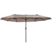 Parasol de jardin xxl parasol grande taille 4,6L x 2,7l x 2,4H m ouverture fermeture manivelle acier polyester haute densité marron - Marron