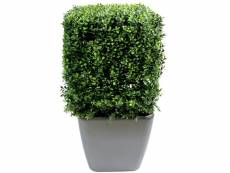 Plante artificielle haute gamme spécial extérieur, buis carré artificiel couleur vert - dim : 65 x 40 x 40 cm