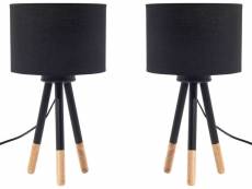 Set de 2 lampes de table noires à trépied tobol 188914