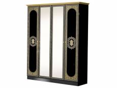 Solaya noire - armoire 4 portes avec miroir central