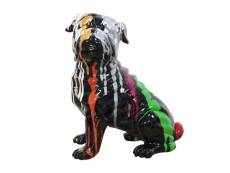 Statue carlin taches de peintures chien multicolore